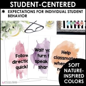 Music Rules and Expectations Posters – Boho Watercolor Music Classroom Decor