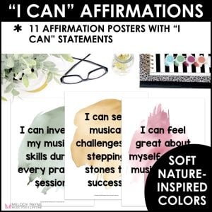 Positive Affirmations Music Posters – Boho Watercolor Music Classroom Decor