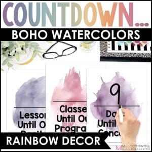 Recital & Concert Countdown Posters – Boho Watercolor Music Classroom Decor