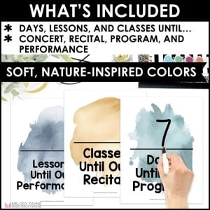 Recital & Concert Countdown Posters – Boho Watercolor Music Classroom Decor