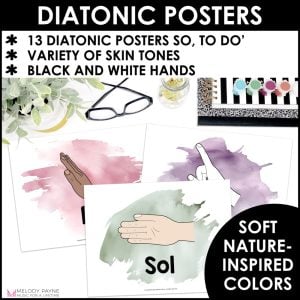 Solfege Hand Sign Posters- Kodaly Curwen Boho Watercolor Music Classroom Decor