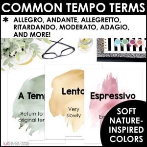 Tempo Terms and Definitions Posters – Boho Watercolor Music Classroom Decor