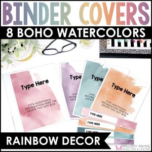 Editable Binder Covers & Spines for Teachers & Students – Boho Watercolor Decor