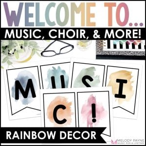 Welcome to Music Piano Choir Banner – Boho Watercolor Music Classroom Decor
