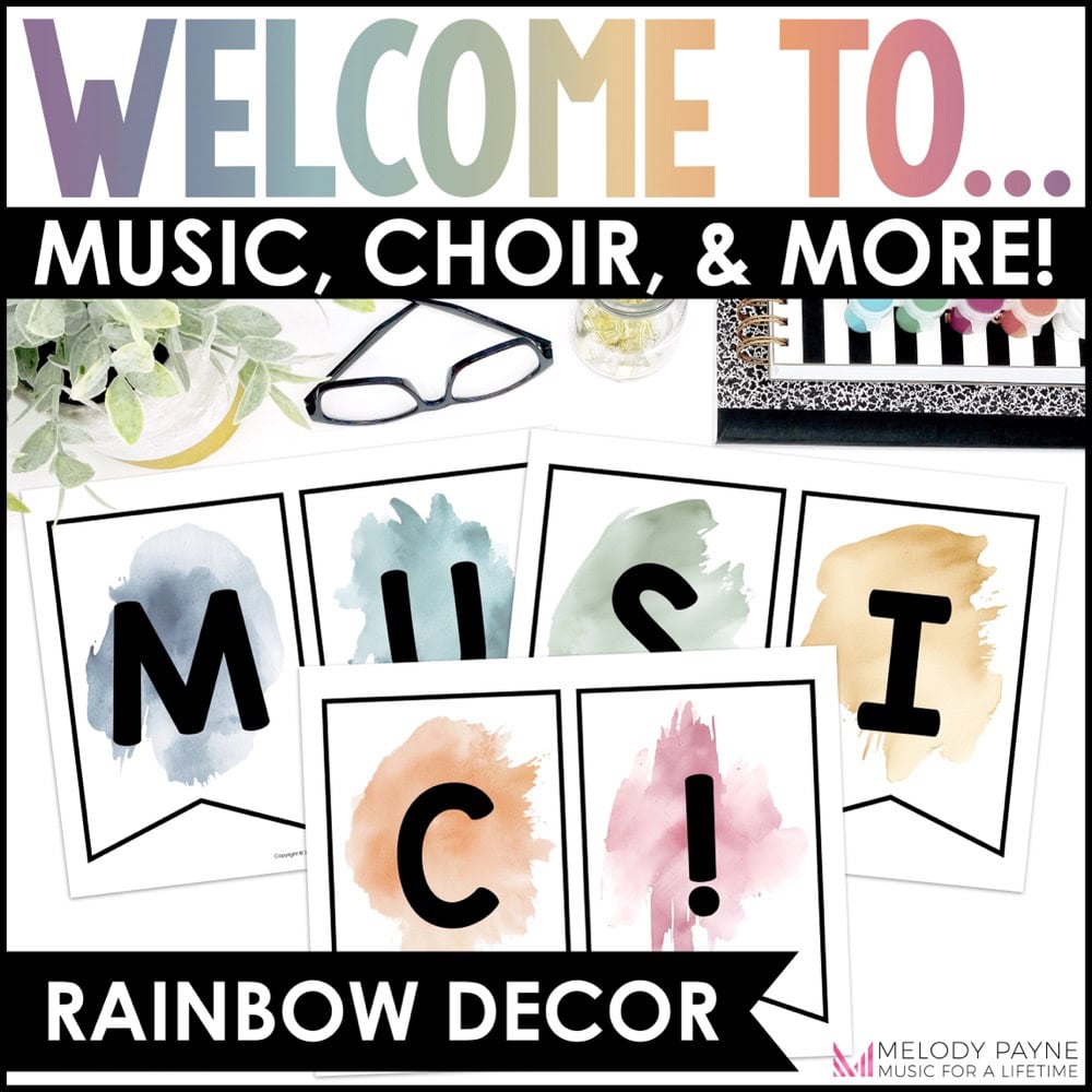 Welcome to Music Piano Choir Banner - Boho Watercolor Music Classroom Decor
