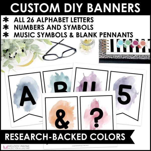 Welcome to Music Piano Choir Banner - Boho Watercolor Music Classroom Decor - Make Custom DIY Banners