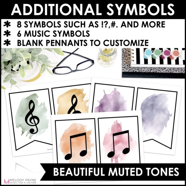 Welcome to Music Piano Choir Banner - Boho Watercolor Music Classroom Decor - Additional Symbols for DIY Banners