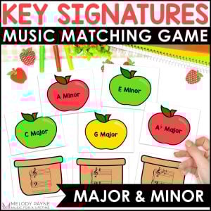 Major & Minor Key Signatures Matching Game for Piano & Music – Fall Apples