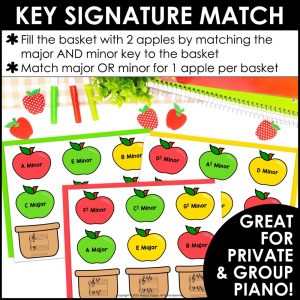 Major & Minor Key Signatures Matching Game for Piano & Music – Fall Apples