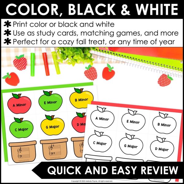 Major & Minor Key Signatures Matching Game for Piano & Music - Fall Apples 4 Major & Minor Key Signatures Matching Game for Piano & Music - Fall Apples - Match the apples to the correct basket. Includes color and black and white versions.