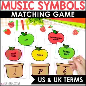 Music Symbols Matching Game – Notes, Rests, Dynamics, Clefs – Fall Apples