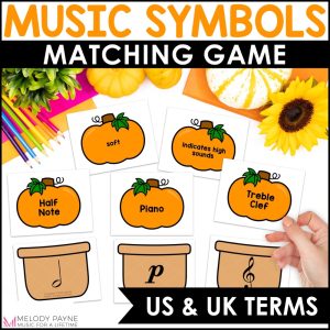 Music Symbols Matching Game – Notes, Rests, Dynamics, Clefs – Fall Pumpkins