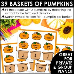 Music Symbols Matching Game – Notes, Rests, Dynamics, Clefs – Fall Pumpkins