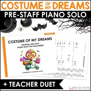 Pre-Staff Halloween Piano Sheet Music Solo for Beginners – Costume of My Dreams