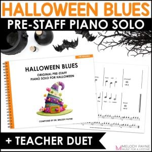 Pre-Staff Halloween Piano Sheet Music Solo for Beginners – Halloween Blues