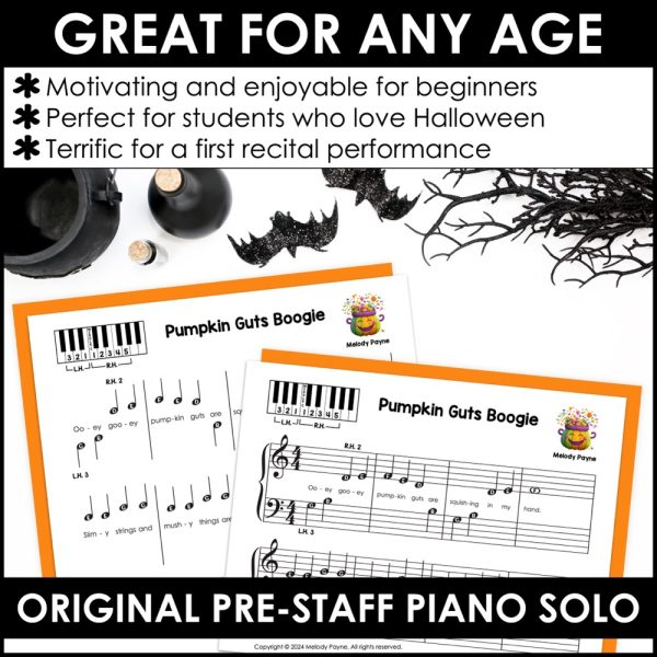 Pumpkin Guts Boogie Pre-Staff Halloween Piano Sheet Music Solo for Beginners 4 Pumpkin Guts Boogie - Pre-Staff Halloween Piano Sheet Music Solo for Beginners
