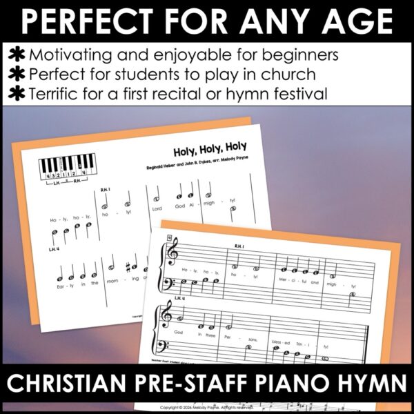 Holy, Holy, Holy Pre-Staff Piano Sheet Music Hymn for Pre-Reading Beginners 4 Holy, Holy, Holy Pre-Staff Piano Sheet Music Hymn for Pre-Reading Beginners