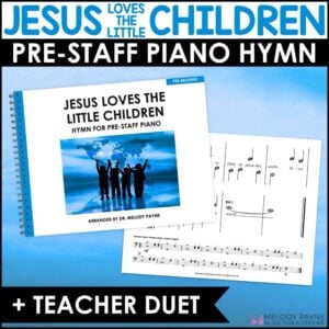 Jesus Loves the Little Children Pre-Staff Piano Sheet Music Hymn for Pre-Reading