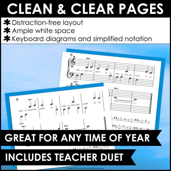 Jesus Loves the Little Children Pre-Staff Piano Sheet Music Hymn for Pre-Reading