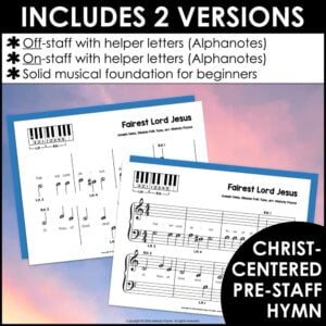 Fairest Lord Jesus Pre-Staff Piano Sheet Music Hymn for Pre-Reading Beginners