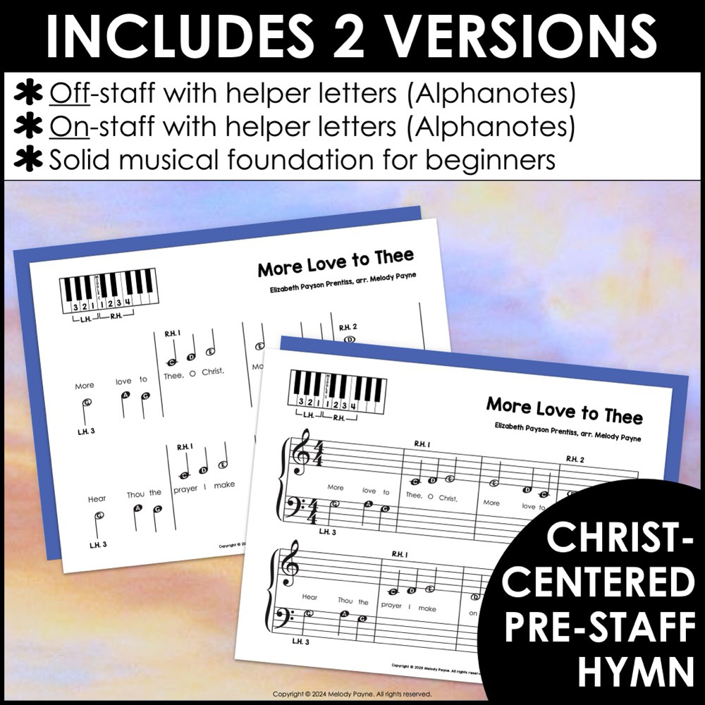 More Love to Thee Pre-Staff Piano Sheet Music Hymn Pre-Reading Beginning Piano 2 More Love to Thee Pre-Staff Piano Sheet Music Hymn Pre-Reading Beginning Piano