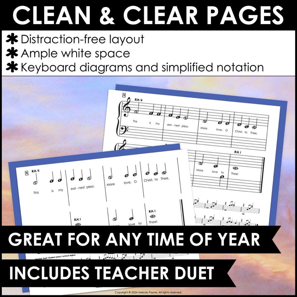 More Love to Thee Pre-Staff Piano Sheet Music Hymn Pre-Reading Beginning Piano 3 More Love to Thee Pre-Staff Piano Sheet Music Hymn Pre-Reading Beginning Piano