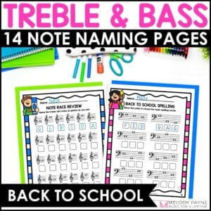 Back to School Note Reading Music Worksheets & Activities – Treble & Bass Clef