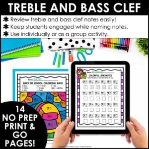 Back to School Note Reading Music Worksheets & Activities – Treble & Bass Clef
