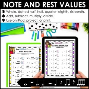 Back to School Music Math Rhythm Worksheets – Notes & Rests Theory Activities