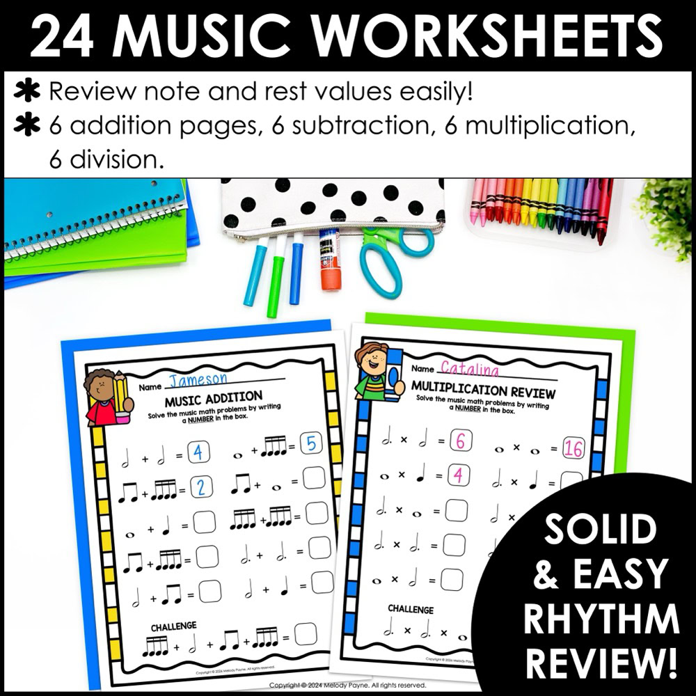 Back to School Music Math Rhythm Worksheets - Notes & Rests Theory Activities 3 Back to School Music Math Rhythm Worksheets - Notes & Rests Theory Activities - Print and go rhythm review