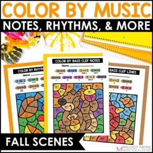 Fall Color by Music Coloring Pages - Notes, Symbols, Rhythms, Dynamics, & More