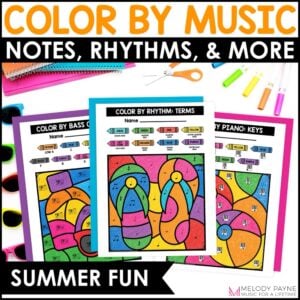Summer Color by Music Coloring Pages – Notes, Symbols, Rhythms, Dynamics, & More