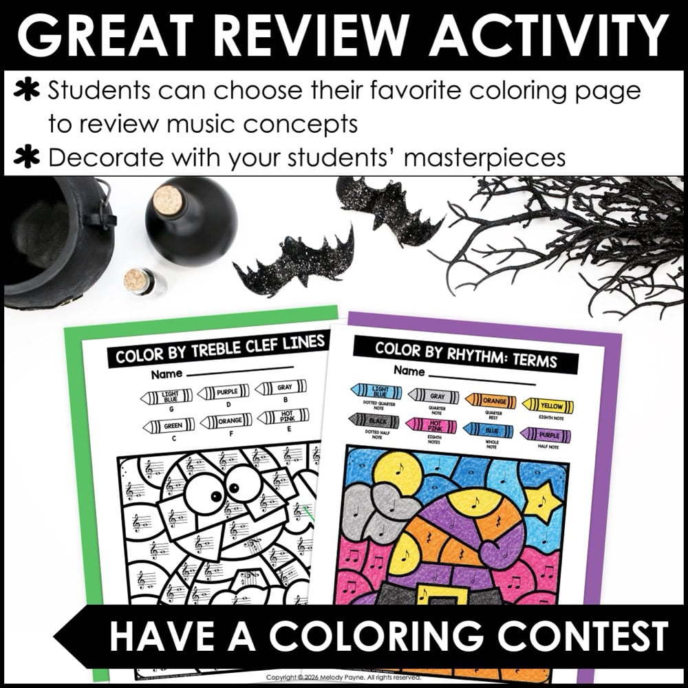 Halloween Color by Music Coloring Pages, Notes, Symbols, Rhythm, Dynamics & More 4 Halloween Color by Music Coloring Pages, Notes, Symbols, Rhythm, Dynamics & More